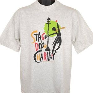 Vintage Stage Door Charley T Shirt Mens Size Medium Gray 90s 1995 Buskers
